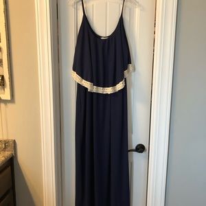 Long blue dress with fringe